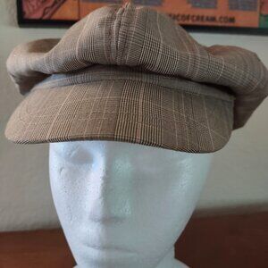 Vtg newsboy cap. Gray,beige,silver,pink. Unisex. EUC